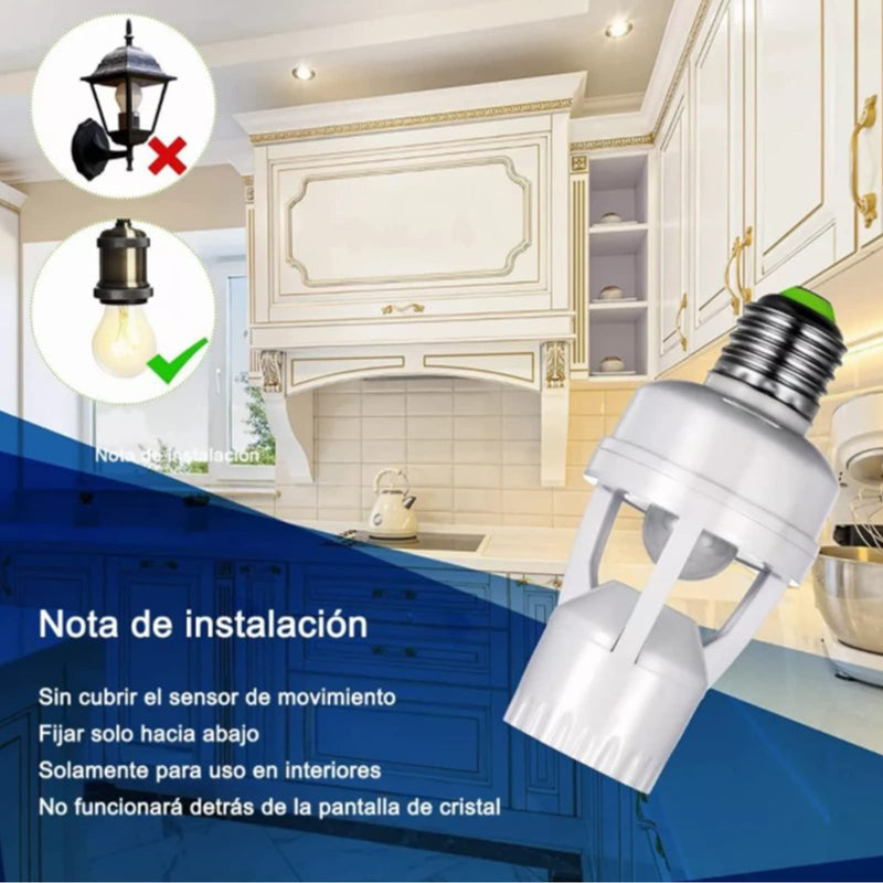 E27 LED Lamp, Light Bulbs with Motion Sensor, Adjustable Automatic On/Off Light Control Sensor, E27 Socket Screw for Garage, Basement, Stairs and Storage Room