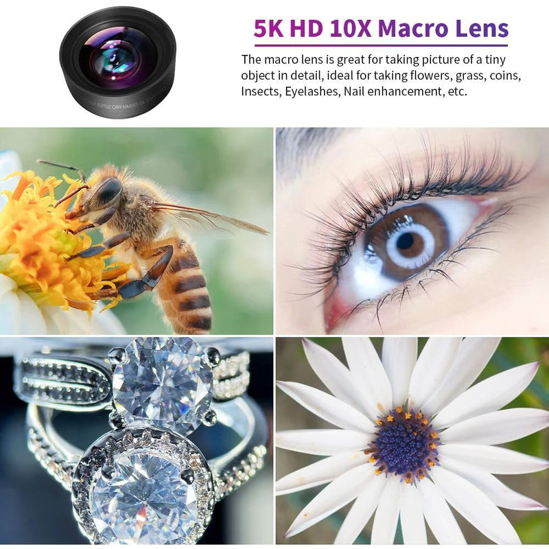 120MM Macro Lens for iPhone - 5K HD 10X Super Macro w Starlight Filter, Professional Universal Clip Phone Camera Lens for Photo Video Lens of iPhone Samsung Andriod 120mm Macro Lens