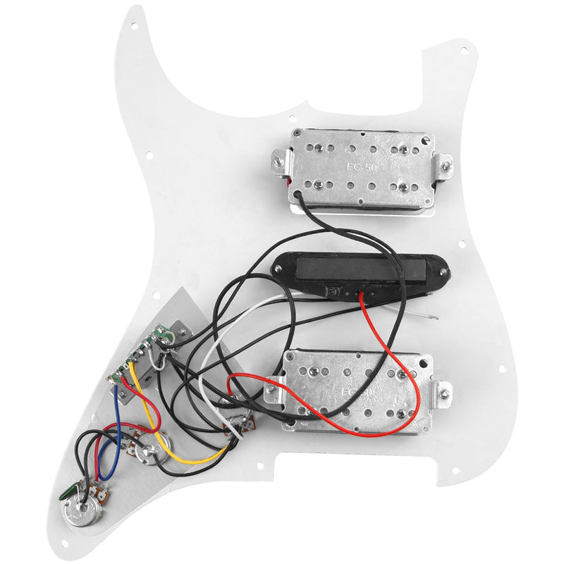 [AUSTRALIA] - 3Ply HSH 11 Hole Loaded Prewired Pickguard w/Alnico 5 Humbucker (2) Single-Coil (1) Pickups Compatible with Strat Fender Squier Guitar (White) White 