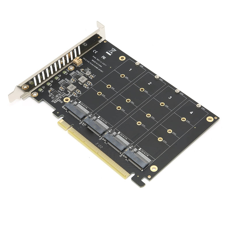 Quad M.2 NVME SSD to PCI-E 4.0 X16 Adapter, High Speed 4x32Gbps Soft Raid Card with Individual LED Indicator Support 2230 2242 2260 2280 (ph44)