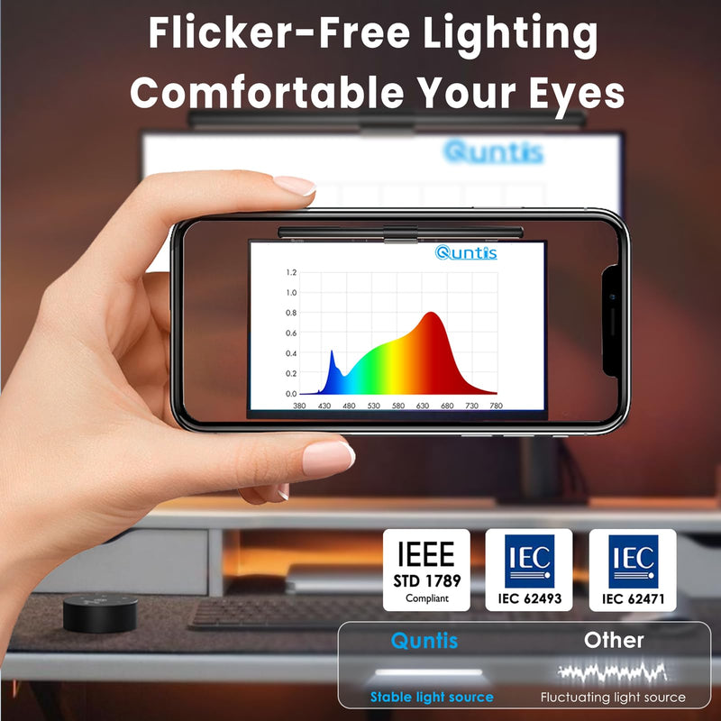 Quntis Computer Monitor Lamp, Screen Monitor Light Bar for Eye Caring, USB Reading LED Task Lamp with Auto-Dimming, Dimmable Light Bar, Touch Control, No Glare Space Saving Home Office Desk Lamps ScreenLinear Pro ‎Gray