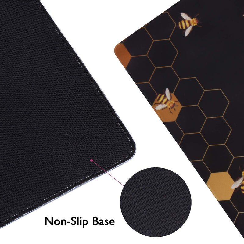 iCasso Extended Gaming Mouse Pad (35.4x15.7 in), Large Non-Slip Rubber Base Mousepad with Stitched Edges, Waterproof Keyboard Mouse Mat Desk Pad for Work, Game, Office, Home - Honeycomb