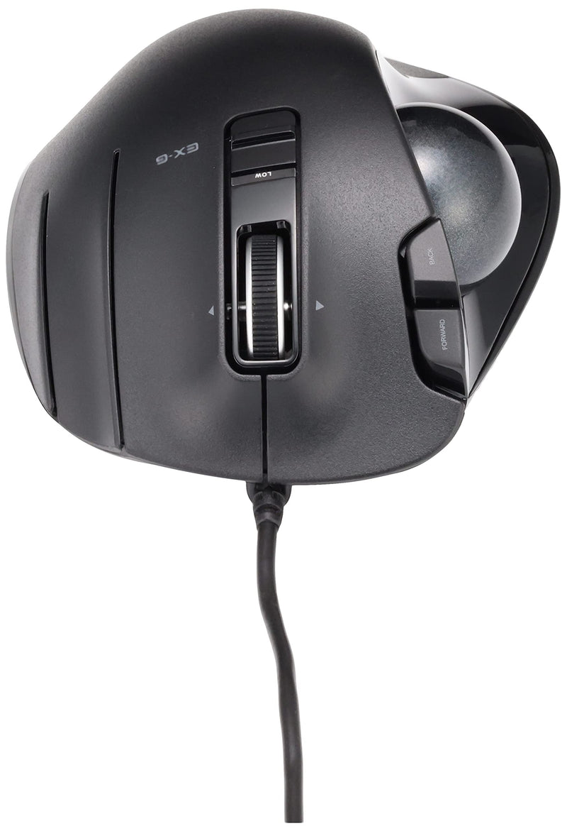 ELECOM EX-G Trackball Mouse, Wired, Thumb Control, Sculpted Ergonomic Design, 6-Button Function with Smooth Tracking, Ergonomic Design, Optical Gaming Sensor, Windows11, macOS (M-XT3URBK) Black Ball