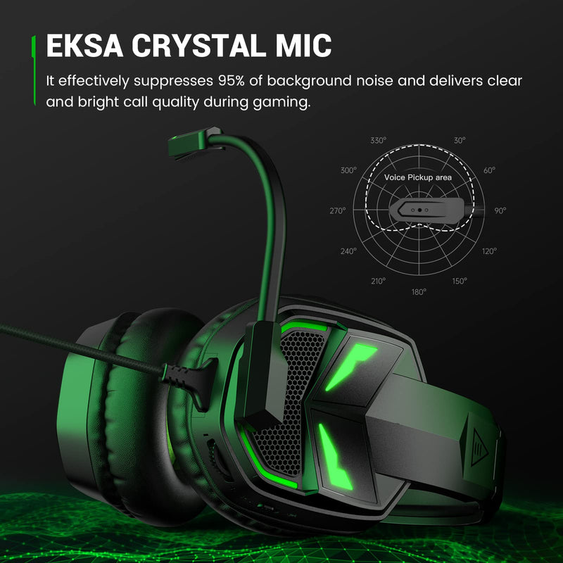 [AUSTRALIA] - EKSA Fenrir S Gaming Headset with Microphone, Noise Cancelling Mic, Comfortable Ear Pads, 50 mm Drivers, RGB Light, One Key Control, Gaming Headphones for PC, Xbox, PS4, PS5, Switch, Controller 