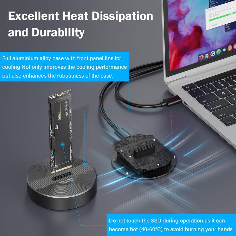 40Gbps USB4 M.2 NVMe SSD to USB C Dock M2 Reader Adapter Aluminum | M 2 M Key, B+M Key PCIE NVMe SSD Docking Station for Data Rescue, External Storage. Size for 2230-22110 Enclosure, Laptop PC Pilot C50D-R