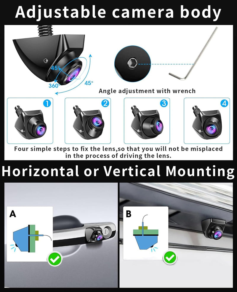 Car Backup Camera Monitor System Rear View Reverse Camera | Night Vision with DIY Guide Lines, Waterproof Reversing Cam for Cars Truck Off-Road SUV Van Jeep UTV 4.3 Inch Wired