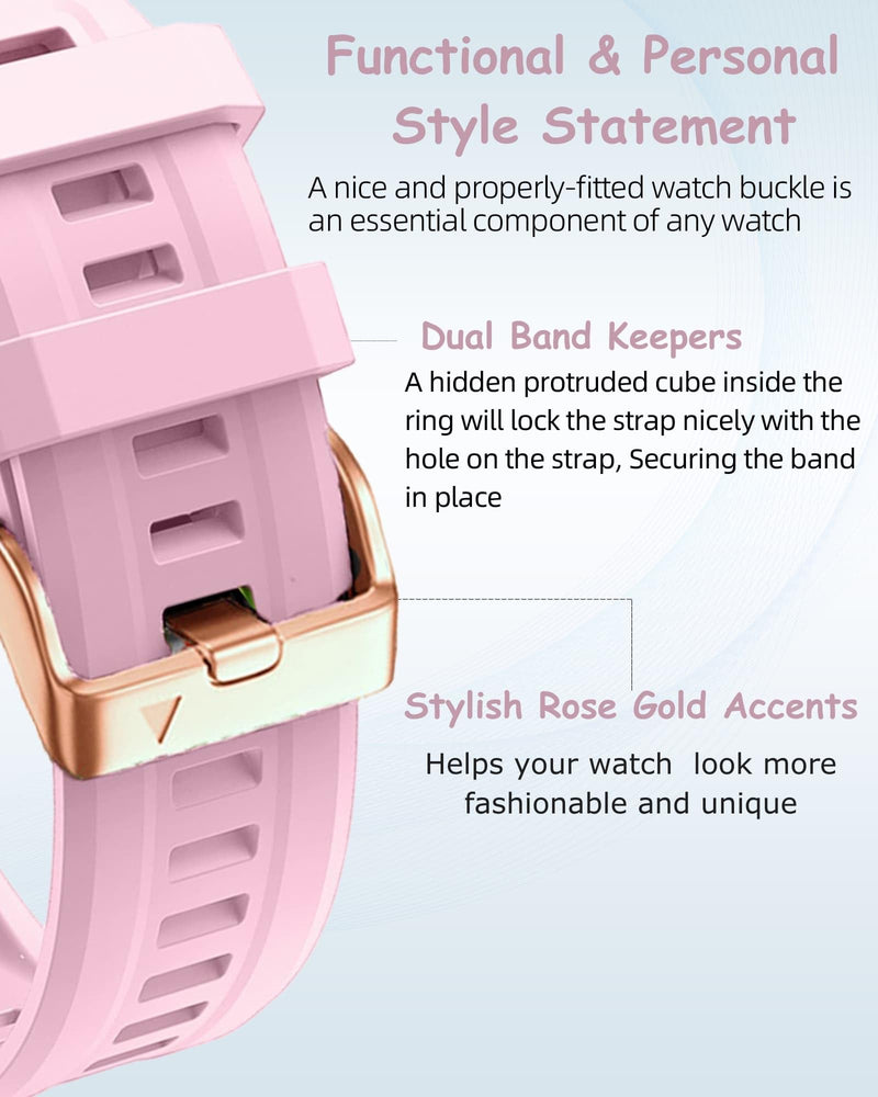 20mm Watch Band for Garmin fenix 5s 6s 7s, Quickfit 20 Bands Rose Gold Silicone WHITE and PINK Bundle