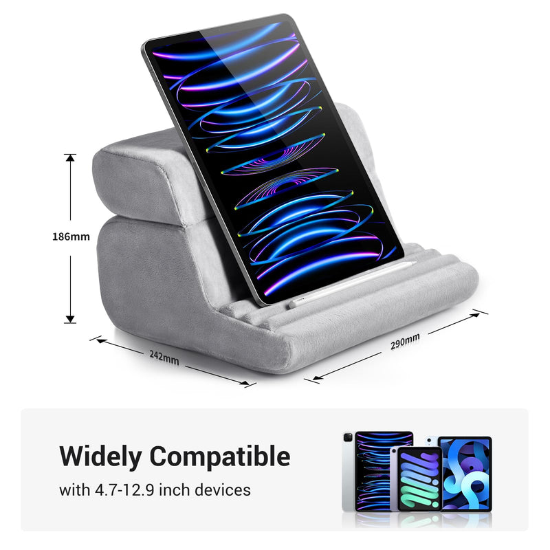 UGREEN Tablet Pillow Stand for Lap Soft Holder Bed with 3 Viewing Angles Adjustable Home Office Accessories Compatible with iPad Pro12.9 11 10.5 9.7 iPad Mini iPad Air iPhone 15 14 E-Reader Grey