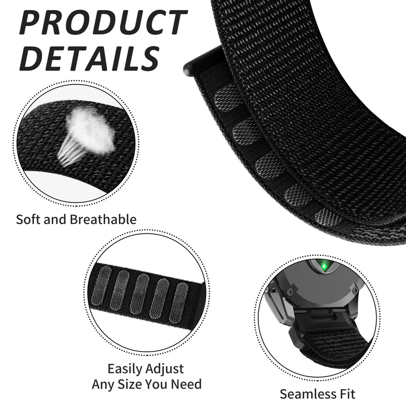 26mm Watchband Compatible with Garmin Fenix 8 pro/tactix 8 AMOLED-51mm/Fenix 7X/6X/5X/7X Pro/6X Pro/5X Plus/3 HR,Nylon Elastic Braided Strap For Descent Mk2i/3i/quatix 8 51mm/Enduro3 2 3pack1(new)