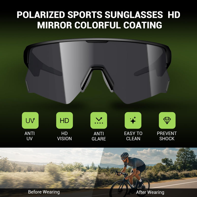 Blackview Bluetooth Sunglasses, UV400Protection, Built in Mic & Speakers, Voice Assistant Compatible, 5.4 Bluetooth, Polarized Lens for Outdoor Activities D2 Black