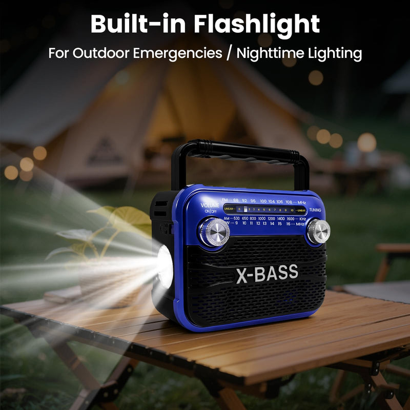 [AUSTRALIA] - Portable AM/FM/SW Shortwave Radio with Bluetooth 5.0,Support USB/TF Player,D Battery Operated/USB Charge,Digital Tuner & Earphone Jack,Emergency Flashligh, Perfect for Gifts/Elderly/Home 