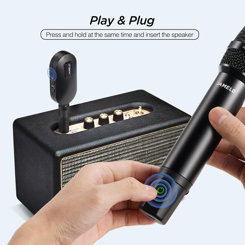 [AUSTRALIA] - Wireless Microphones, 2.4 GHz Metal Rechargeable Wireless Mics with Dual Professional UHF Handheld Karaoke Microphone System with Receiver, Dynamic Mic for Church, Singing, Speech, Wedding, Party 