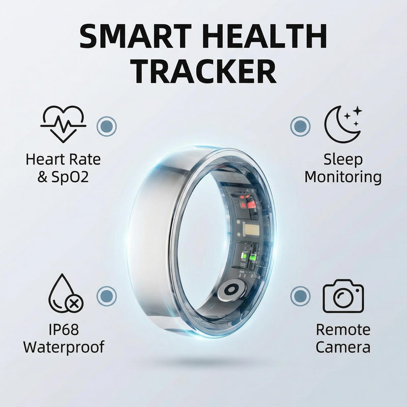 Smart Ring for Women & Men, Health & Fitness Tracker with 24/7 Heart Rate, Blood Oxygen, Sleep Monitor, IP68 Waterproof, Remote Camera Control, No Subscription Fee for iOS & Android (Gold, 11#) Gold 11#