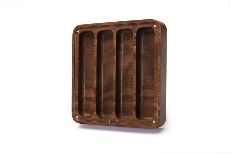 pandapark Watch Band Organizer for Apple Watch, Wood Storage Case with Magnetic Acrylic Lid, Holds 4 Straps (BLACK WALNUT) BLACK WALNUT