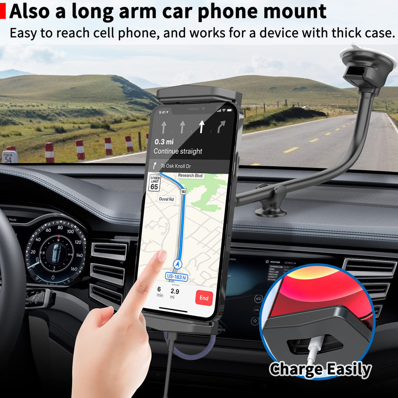 APPS2Car Long Arm Tablet Mount for Car Truck SUV MPV RV, Suction Cup Windshield Holder Compatible with 4.5-12.9 Inch iPad Pro Air Mini Tablets Samsung Galaxy Tab S8 Ultra S8+ S8 S7+ S7 S6 S5e S4 S3 S2 2nd Generation