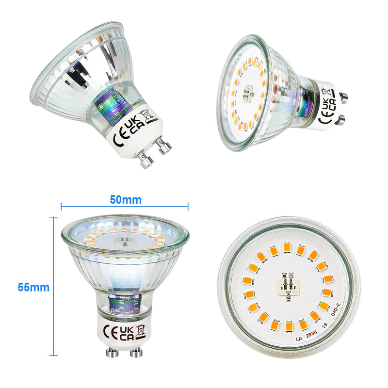 HiBay Set of 4 LED Recessed Spotlights GU10 Mounting Frame 5 W Warm White LED Spotlight 230 V Brushed Stainless Steel Round Includes GU10 Socket