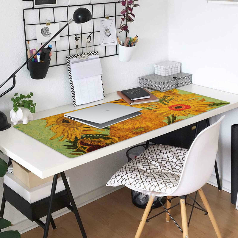 ALAZA Sunflower Print Van Gogh Large Gaming Mouse Pad Big Mousepad Mice Keyboard Mat with Non-Slip Rubber Base for Computer Laptop Home & Office, 35.4 X 15.7 inch 35.4 x 15.7in / 90 x 40cm Multi 1