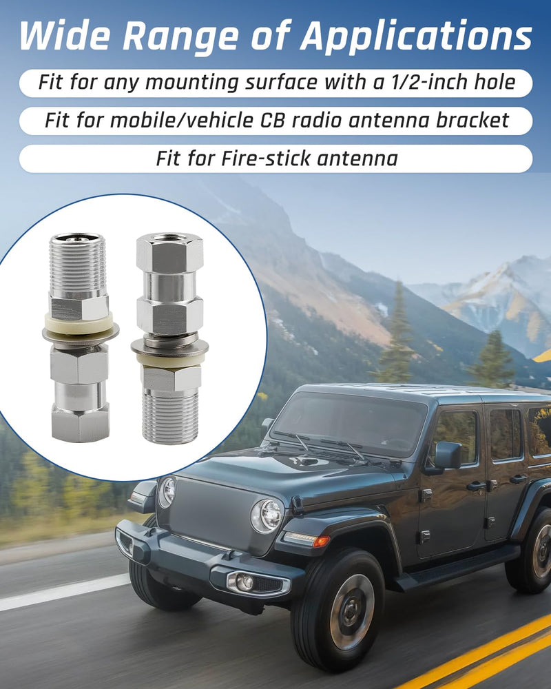 [AUSTRALIA] - 3 Pcs Universal Heavy Duty CB Antenna Stud Mount Adapter with SO-239 Stud Mount Fit for 3/8 x 24 Threads CB Radio Antennas Fit for Any Mounting Surface with 1/2" Hole 3 Pcs 