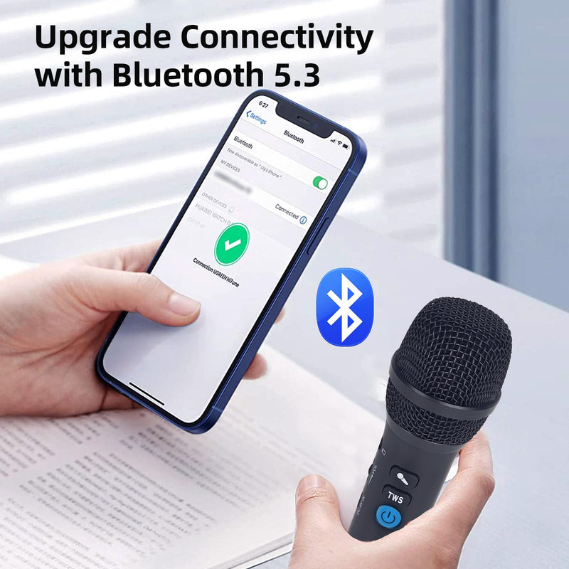 YF79 Wireless Bluetooth Microphone with 20W High Power, DSP Chip for Clear Sound, Dual Mic Connectivity for Duet Singing, One-Click Vocal Reduction for Karaoke, Portable Design with Loud Volume(Black) Black
