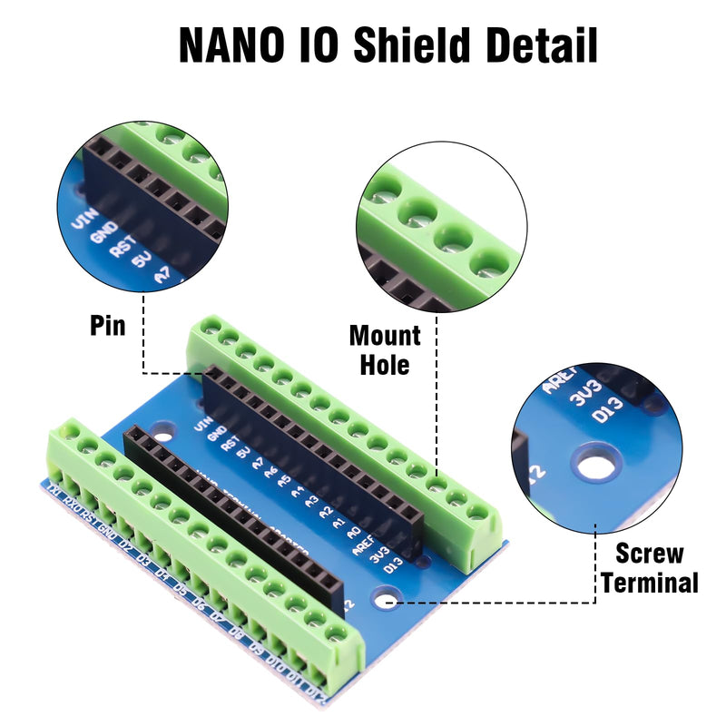 [AUSTRALIA] - Nano Extension Board RUIZHI 3 Pieces Nano IO Shield V1.O Simple Expansion Board with Screw Terminals Compatible with Arduino 