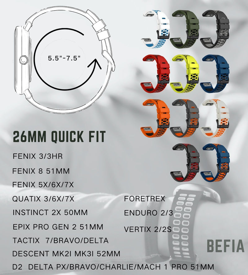 26mm Watch Band for Garmin Fenix 8 51mm 3 5x 6x pro 7x pro sapphire solar, quickfit 26 replacement bands for Garmin enduro 2 3 tactix 7 delta for men 3 Pack