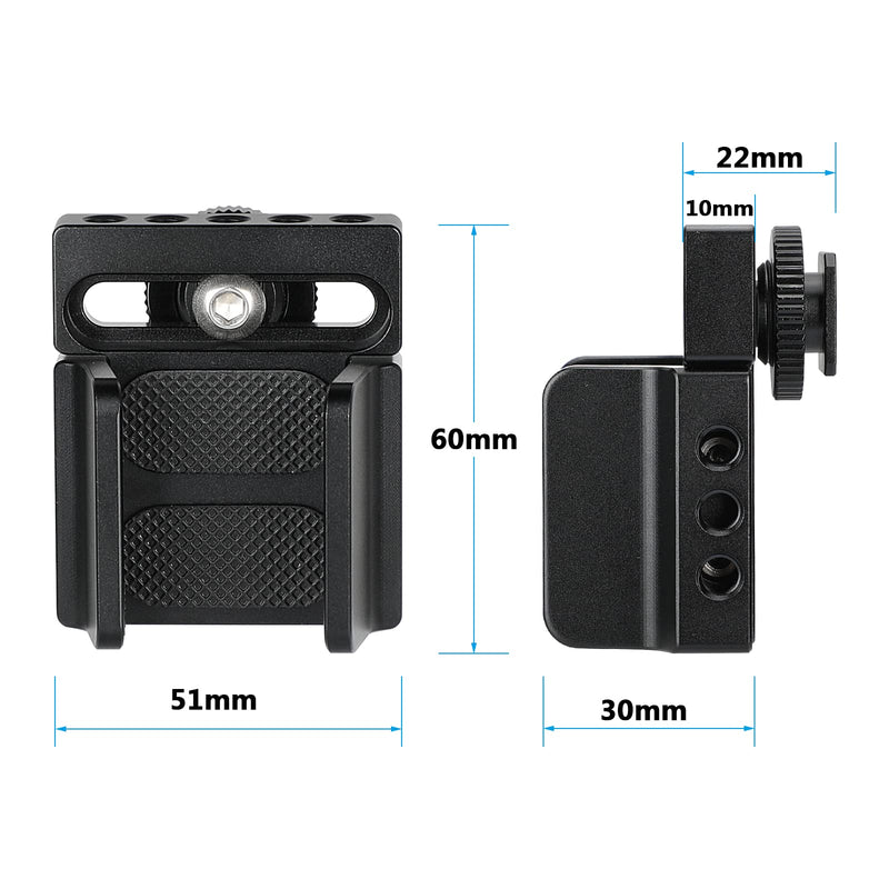 CAMVATE Universal SSD Holder Clamp Adjustable Width (33mm ~ 60mm) with 1/4"-20 Mounting Points & Shoe Mount Connector - 3011