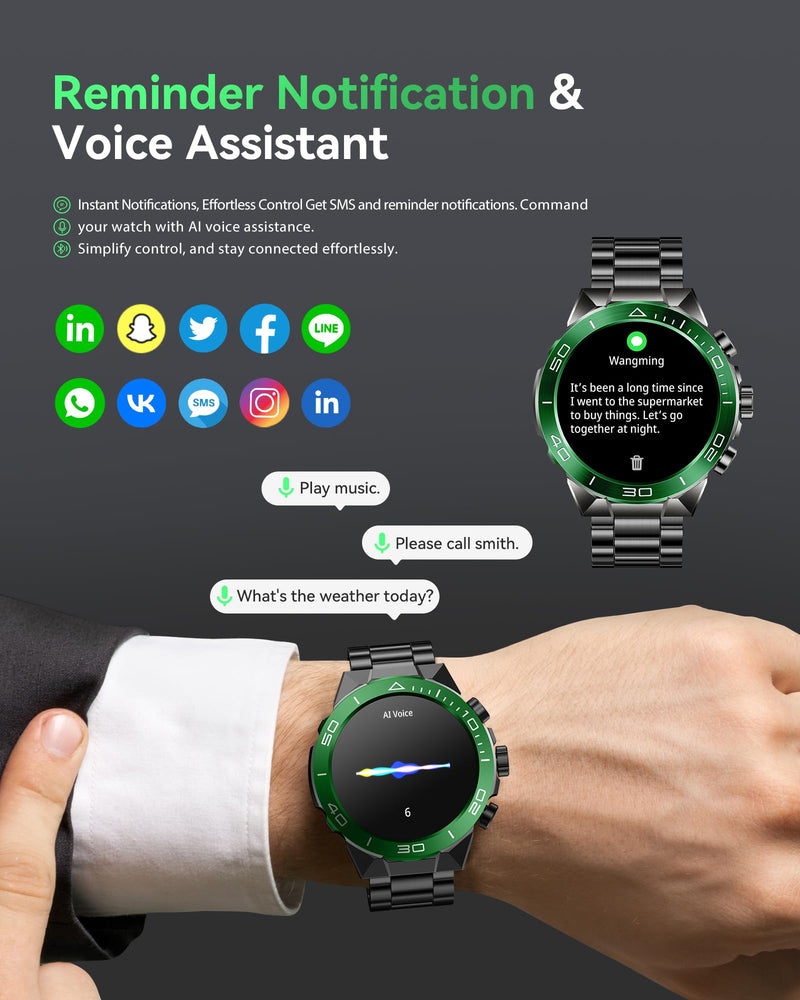 SOUYIE Men's Luxury Smart Watch - 1.43" AMOLED Display Smartwatch with HD Bluetooth Calling, 400mAh 30-Day Battery, 100+ Sports Modes, Health Monitor with Metal/Silicone Straps for Android iPhone