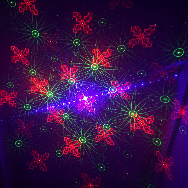 Mini 4 Lens 128 RGRB Patterns Laser Effect Mixed Blue LED Background Projector Light Remote Music Auto for DJ Party Show Home Gig Xmas Stage Lighting SL128RGRB