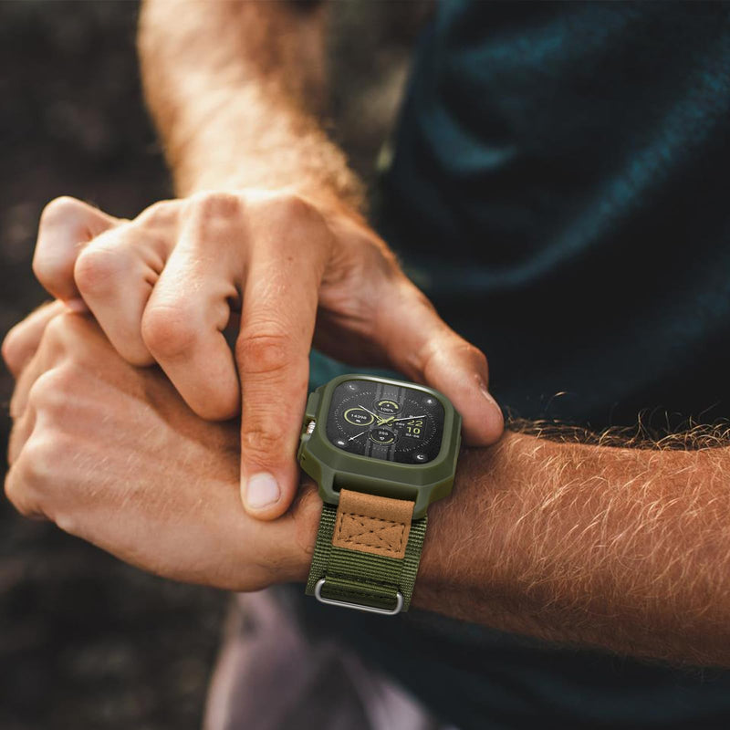 Bundle of the Rugged Nylon Velcro Apple Watch Band (Black/Army green)