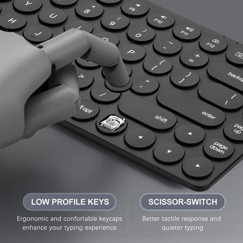 Bluetooth Keyboard for iPad, iPhone, Android, Apple, Windows – Streamlined, Compact Multi Device Keyboard – Ergonomic Bluetooth Wireless Keyboard for Mac, PC – Computer Keyboard Bluetooth by Vortec