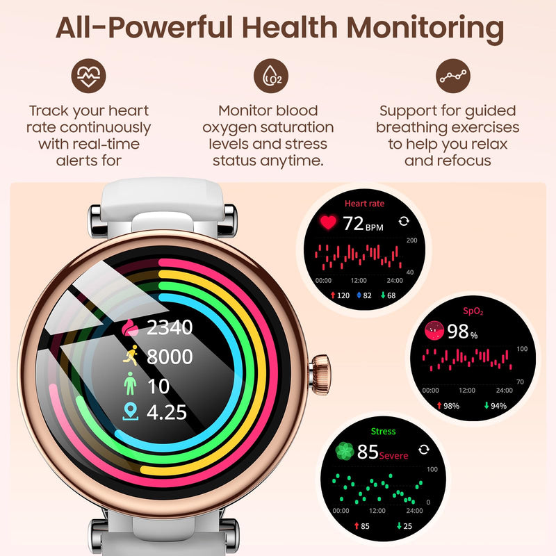 TOZO S8 AMOLED Smart Watch for Women, 1.32" HD Color Screen, NC9 Hybrid Active Noise Cancelling Wireless Earbuds, 6 Mics ENC Clear Call, IPX8 Waterproof