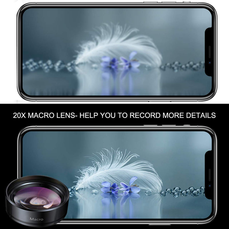 KEYWING iPhone Camera Lens 3 in 1 Phone Lens Kit, 198 Fisheye Lens + 120 Super Wide-Angle Lens + 20x Macro Lens for Phone Samsung Android Smartphone