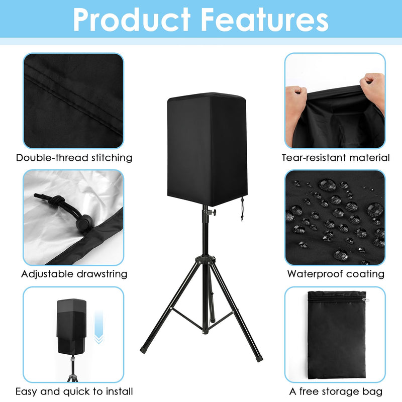 [AUSTRALIA] - Speaker Cover, Outdoor Speaker Covers for PA/DJ Lightweight Powered Speaker, UV Protection Water Resistant Dustproof 210D Oxford Cloth Speaker Covers (2 PCS) (Black, 12 Inch) Black 
