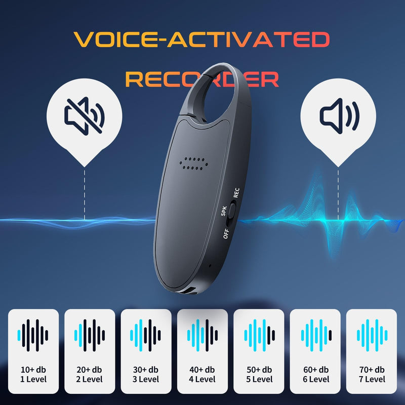 64GB Digital Voice Activated Recorder with Playback, 4-in-1 Mini Portable Audio Recorder with AI Noise Cancelling, Voice Magnetic Device for Lectures, Meetings Black