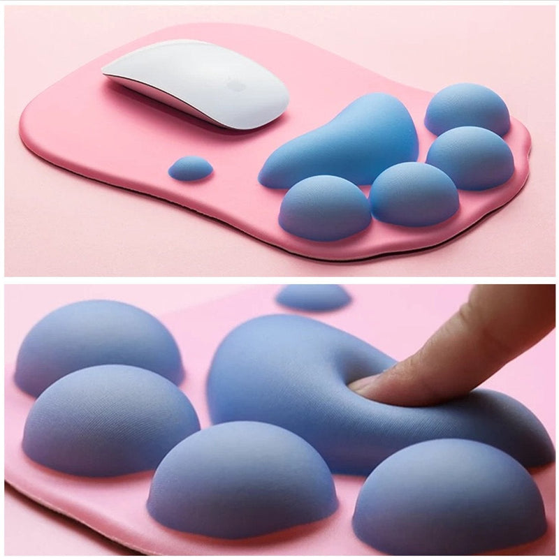 Soft Silicone Cat Paw Mouse Pad with Wrist Rest Support Funny Cartoon Wrist Cushion Comfort Protected Computer Mouse Mat Desk Decor for Easy Typing & Pain Relief (10.7x7.9x0.9'') (Pink) Pink