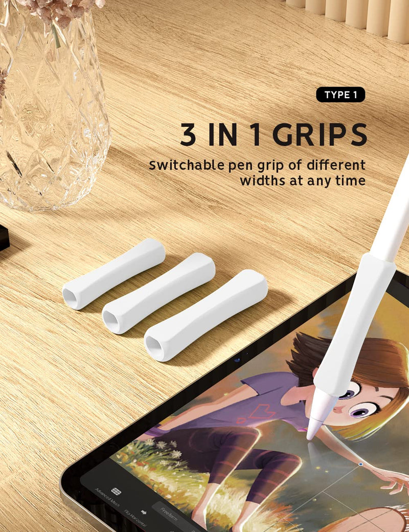 [AUSTRALIA] - 5 Pack Pencil Grips Compatible with Only Apple Pencil 2nd Generation Silicone Ergonomic Design Sleeve Holder(White) White 