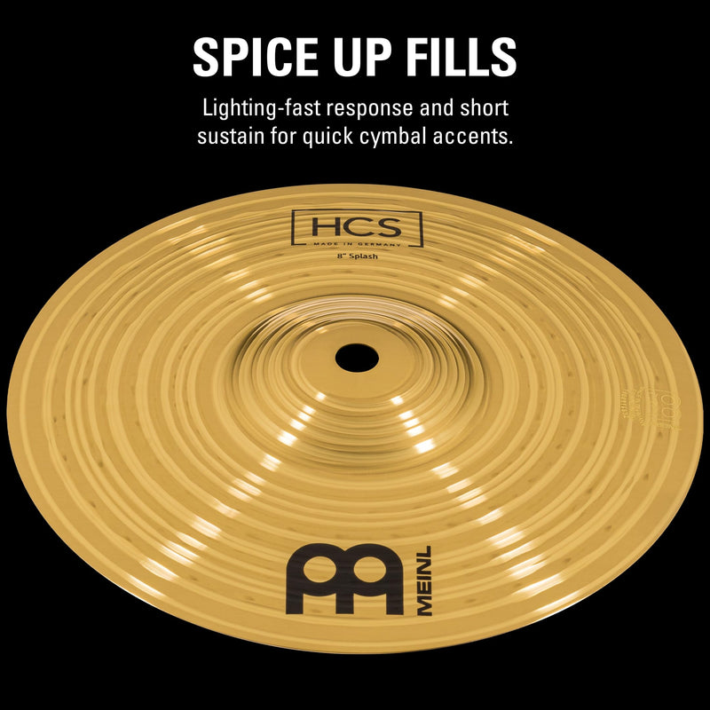 Meinl Cymbals HCS 8" Splash Cymbal for Drum Set — Made in Germany — Traditional Medium, 2-Year Warranty, MS63 Brass Alloy, (HCS8S) 8"
