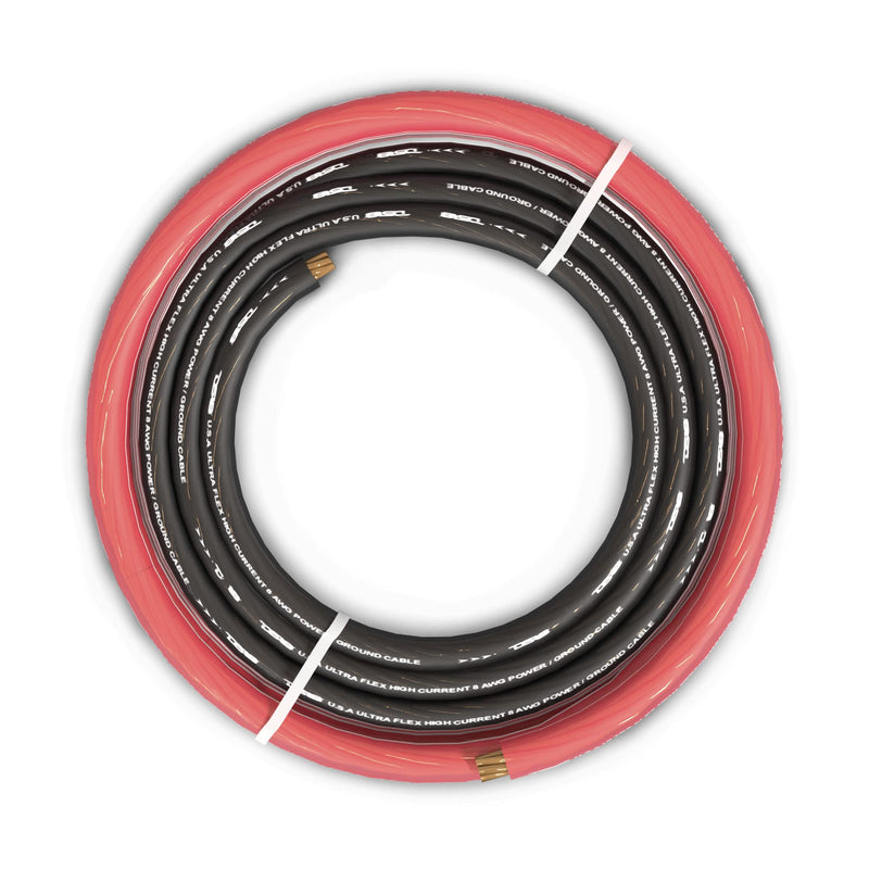 DS18 PW-8GA-5BK/20RD Ultra Flex Power Wire CCA 8 Gauge, 5ft Black and 20ft Red - Power Amplifier Wiring Kit