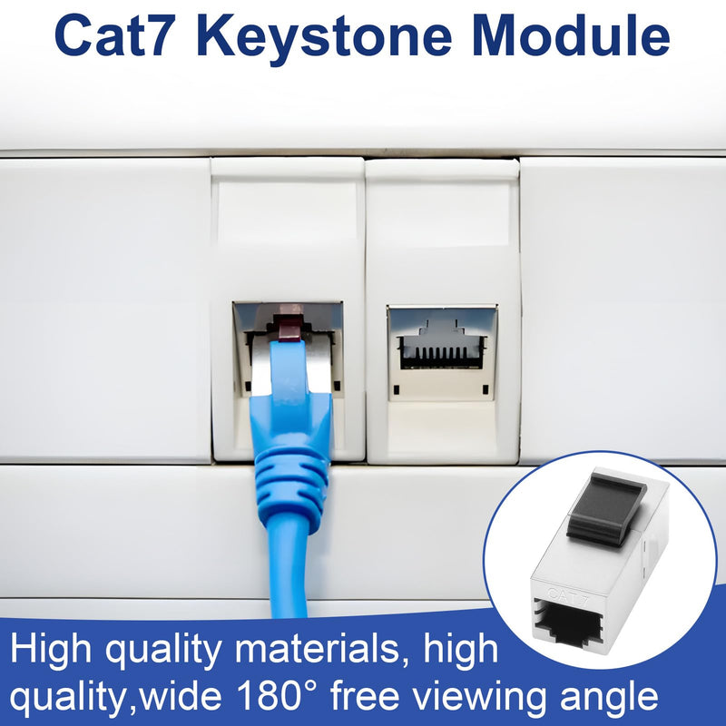 Pack of 5 10Gbps Cat7 Keystone RJ45 Module, 600 MHz Shielded Coupling Ethernet Coupling Connector, Socket Network Tool-free Connection Coupler for Patch Panel Network Socket