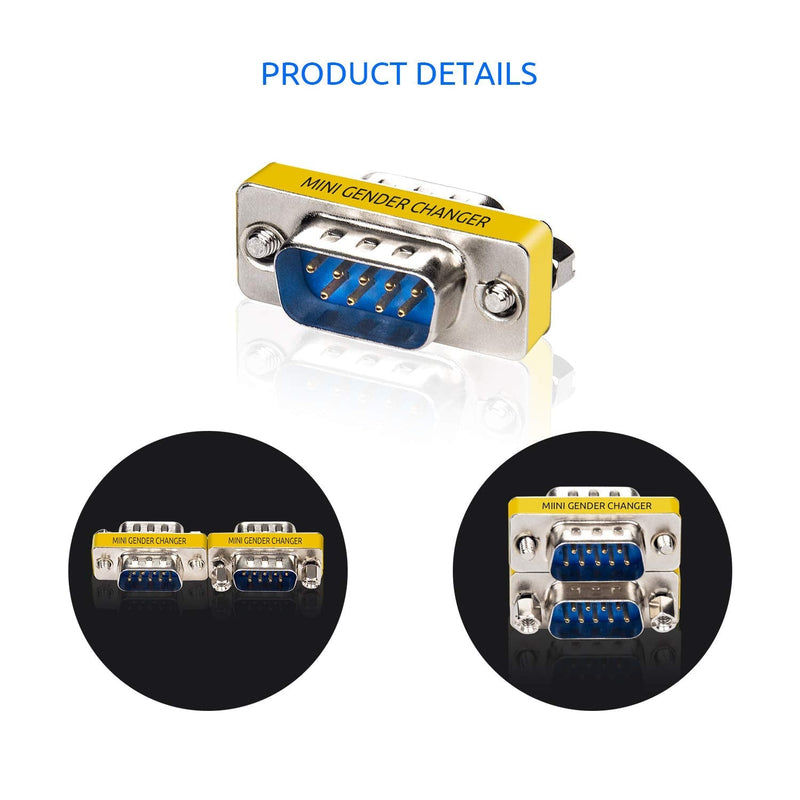 DriverGenius RD232M2M DB9 Serial RS232 COM Gender Changer for USB to RS232 Serial Cable Adapter (Male/Male) M/M