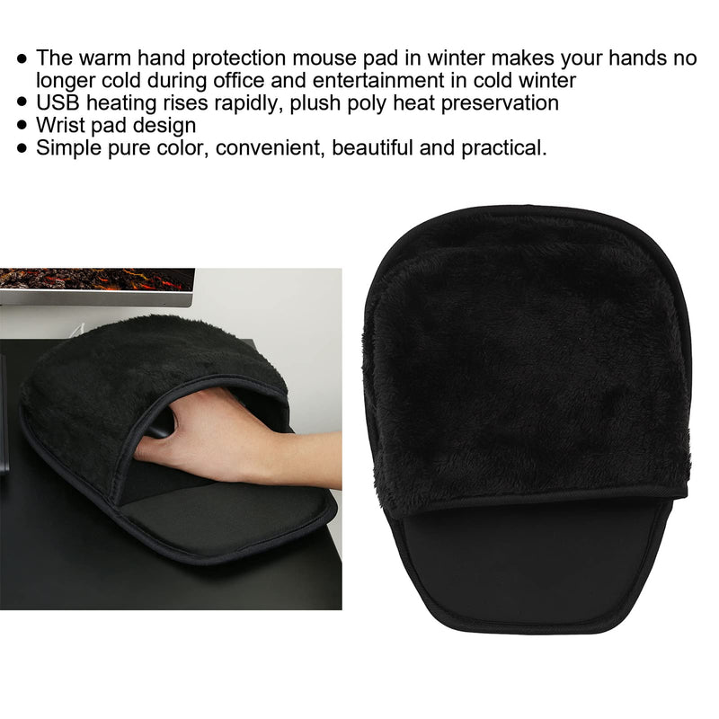 Hand Warmer Mouse Pad, Heated Mouse Pad Office Mousepad USB Heated Computer Mouse Pad Hand Warmers Hand Warmer Roomy Hand Warming Mouse Pad Desk Accessories for Men Women Heating Mouse Pads (Black) Black