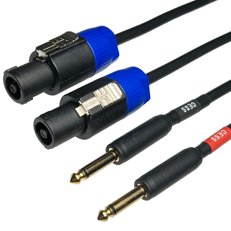 [AUSTRALIA] - CESS-118-3f Speakon Plug to 1/4 TS Plug 12AWG OFC Speaker Wire, 2 Cables (3 Feet) 