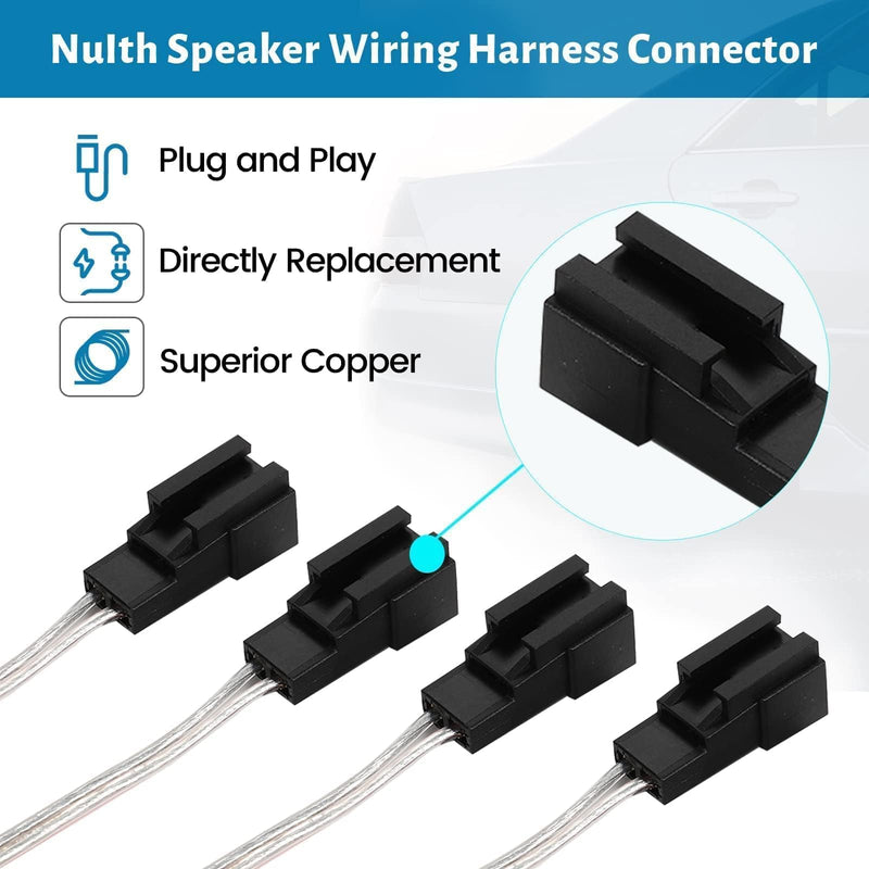Car Door Speaker Wire Harness Adapter Connector Compatible with 1997-2003 Jeep TJ Cherokee Wrangler, 1998-2007 Dodge Ram Dakota, 1991-2004 Chrysler 300 Concorde Door Speaker Harness 4PCS 4PC