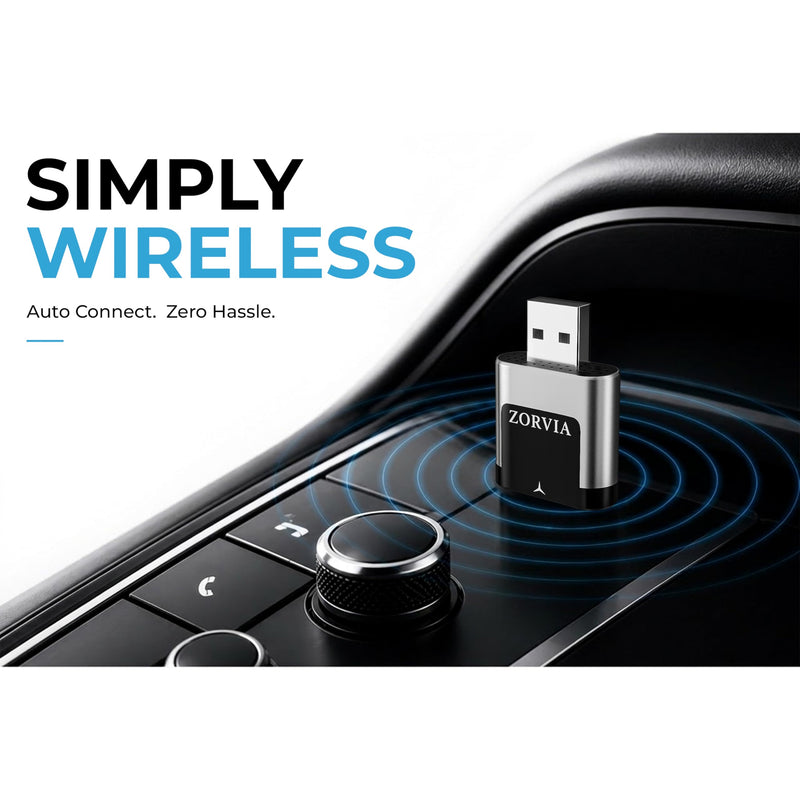 ZORVIA Wireless CarPlay Adapter for iPhone & Android Auto 2026 Upgraded - Convert Wired CarPlay to Wireless, Fast Auto Reconnect, Plug and Play, USB-C & USB-A (Silver) Silver