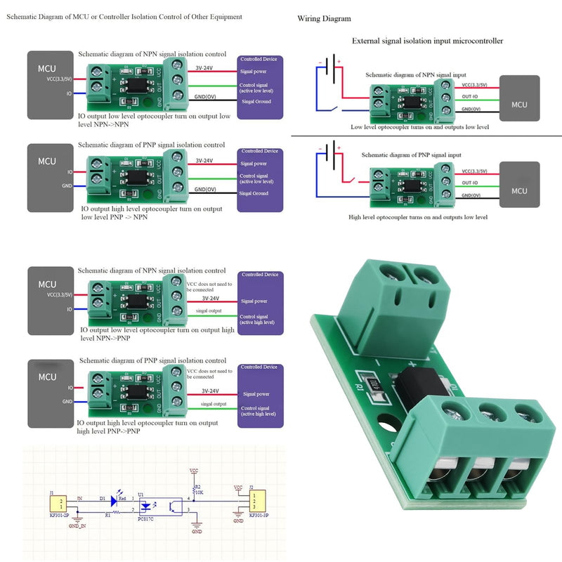 [AUSTRALIA] - The Lord of the Tools 4X 1-Channel PC817 Optocoupler Isolation Module (12V) Suitable for Photoelectric Isolator Signal Ssolation and Anti-Interference 12V 