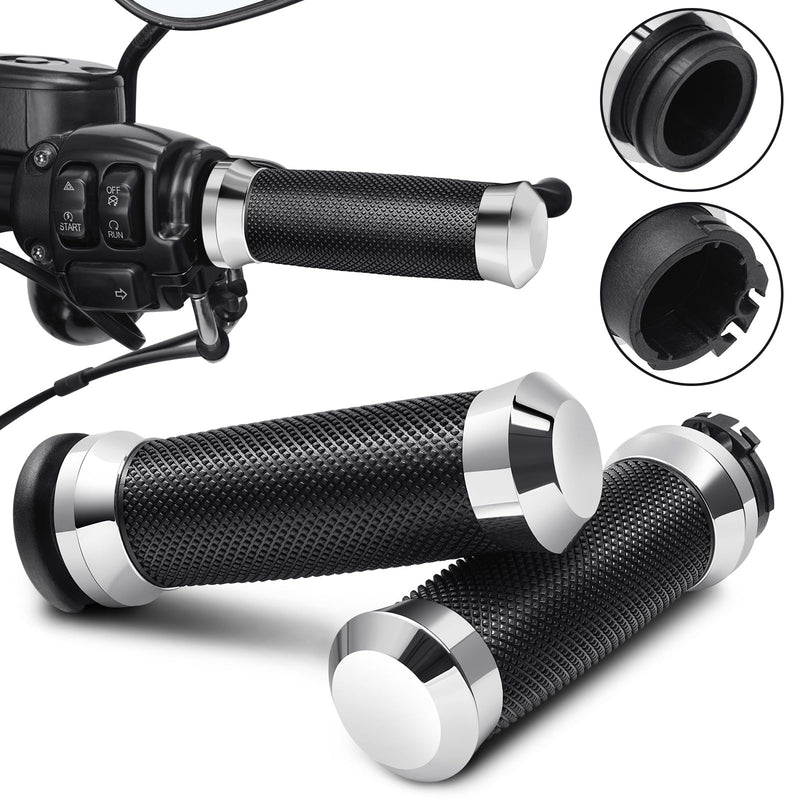Motorcycle Hand Grips Handlebar Grips Cable Throttle Fit for Harley ’02-’17 VRSC, ’96-Later XL, ’08-’13 XR, ’96-’17 Dyna (Except FXDLS), ’96-’07 Touring Chorme Throttle Cable Control