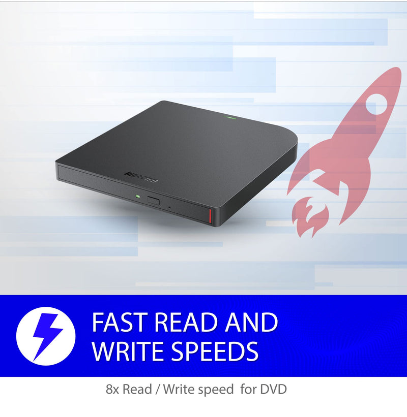 BUFFALO MediaStation 8X Portable DVD Writer with M-DISC Support USB 3.2