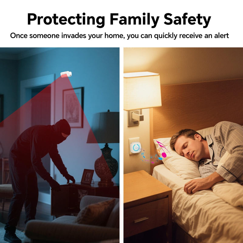 [AUSTRALIA] - Bed Sensor Alarm and Fall Prevention for Elderly, Motion Sensor Alarm with 60 Melody/LED/5 Adjustable Volume Mode Dementia System , for Patients Seniors Elderly Monitoring at Home 2 Motion Sensors + 1 Receiver 