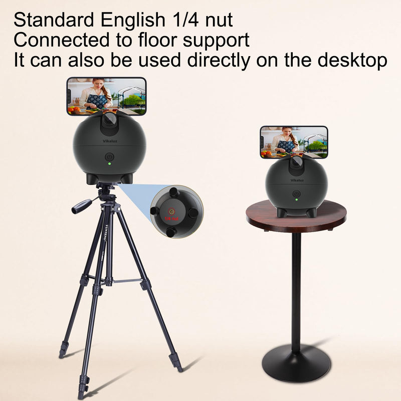 Auto Tracking Phone Holder, Auto Face Tracking Tripod, 360° Rotation Face Body Phone Tracking Tripod, AI-Powered Face Tracking,No APP Live Vlog Tiktok Video-Grey