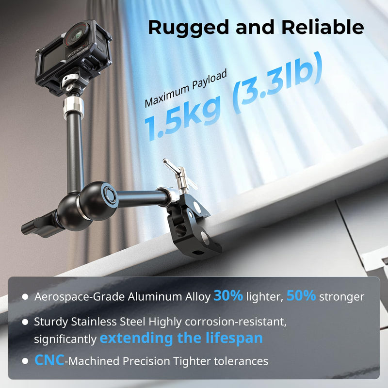 [AUSTRALIA] - SMALLRIG 11 Inch Magic Arm with Crab-Shaped Clamp, Arm with 1/4"-20 Screw and Retractable Pins, for Action Cameras, Monitors, Video Lights, and Microphones - 5311 11 Inches 